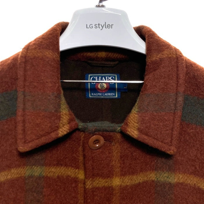 CHAPS RALPH LAUREN チャップスラルフローレン 80's チェック ウール 襟付きコート ブラウン sizeL 瑞穂店