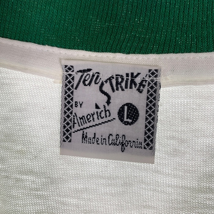 90's Ten STRIKE テンストライク WILD CHiLD ! Ringer T Shirts 半袖 リンガー Tシャツ ホワイト グリーン Size L 福生店