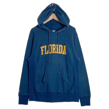 TMT ティーエムティー Champion チャンピオン FLORIDA プリント リバースウィーブ プルオーバースウェットパーカー ダメージ加工 ブルー Size L 福生店