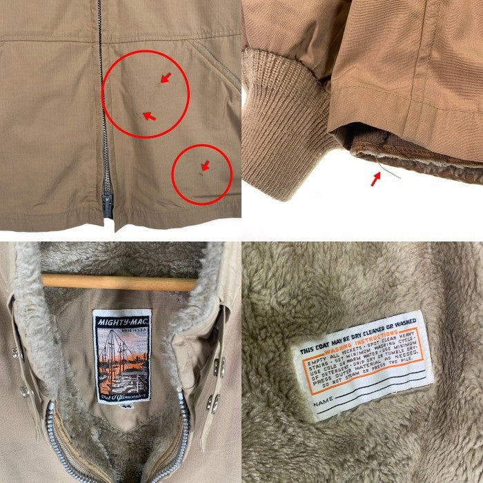 70-80`s Mighty Mac マイティーマック ジップアップジャケット ボアライナー ベージュ USA製 Size 44 福生店