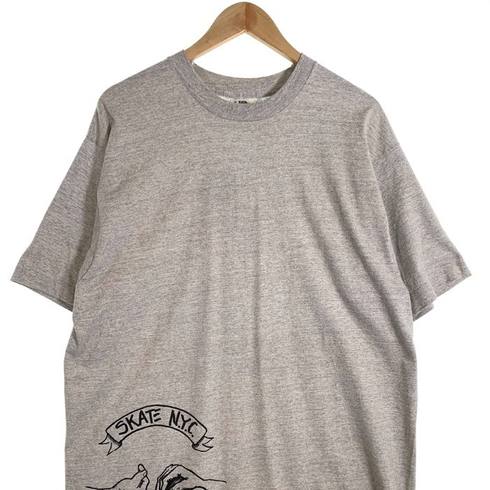 90's SKATE N.Y.C. スケート プリントTシャツ グレー USA製 フルーツオブザルーム Size XL 福生店