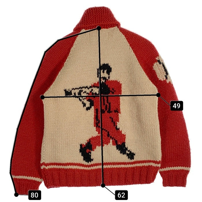CANADIAN SWEATER カナディアンセーター ナンバリング ジップアップ カウチンセーター レッド Size S 相当 福生店