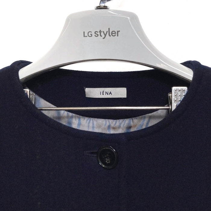 IENA イエナ ノーカラーウールコート ネイビー size38 瑞穂店