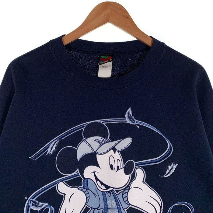 90's MICKEY UNLIMITED ミッキー アンリミテッド Disney ディズニー Mickey Mouse ミッキーマウス クルーネック スウェット ネイビー USA製 Size 1X 福生店