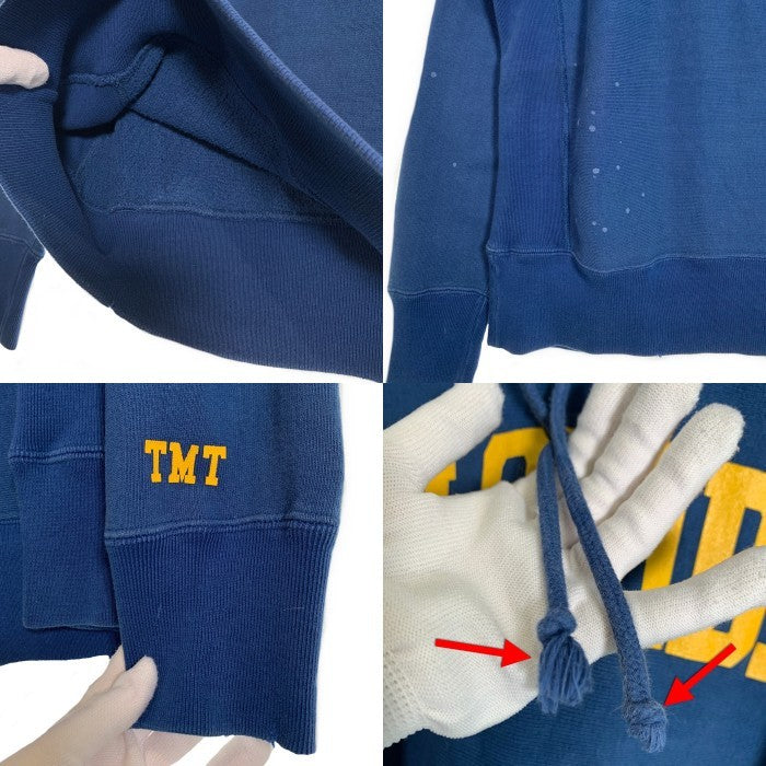 TMT ティーエムティー Champion チャンピオン FLORIDA プリント リバースウィーブ プルオーバースウェットパーカー ダメージ加工 ブルー Size L 福生店
