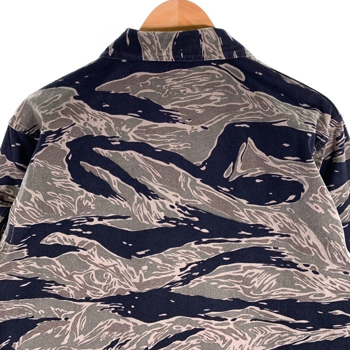 U.S.ARMY 米軍 レプリカ シルバータイガーストライプ カモフラージュ ミリタリーシャツ Size US-L 福生店
