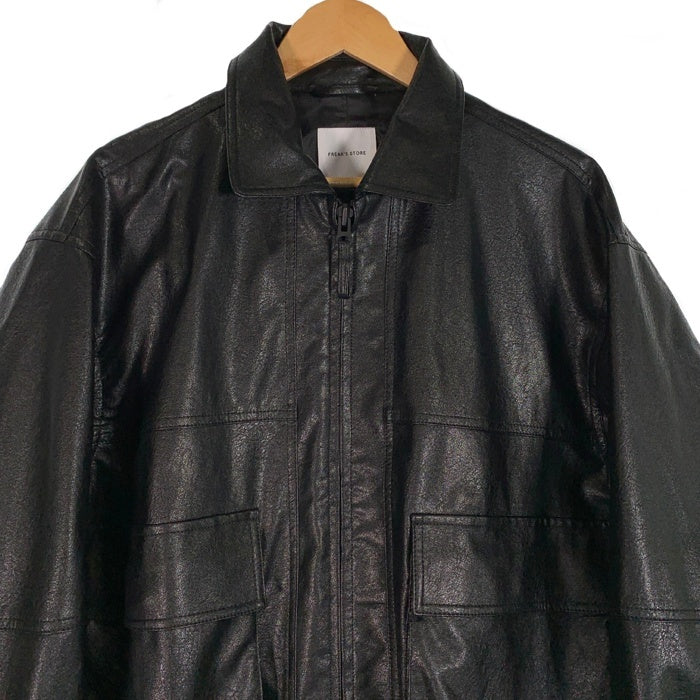 FREAK’S STORE フリークスストア FAUX LEATHER BLOUSON フェイクレザーブルゾン ジップアップジャケット ブラック Size M 福生店
