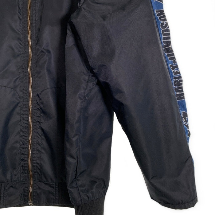 Harley-Davidson ハーレーダビッドソン 115周年記念 ナイロン レーシングジャケット サイドライン ブラック Size L 福生店