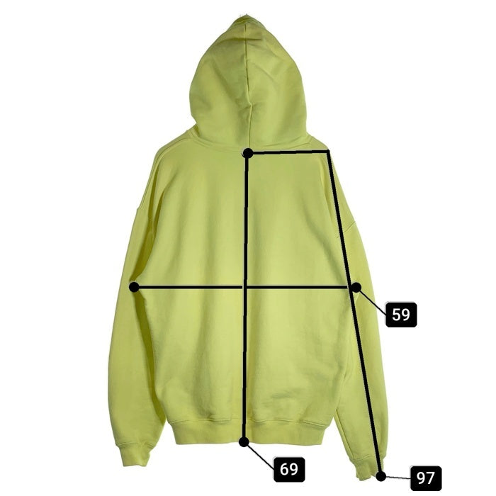 VETEMENTS ヴェトモン Logo-Printed Hoodie フロントロゴプリント プルオーバースウェットパーカー イエロー 蛍光 オーバーサイズ UE51TR820Y Size XS 福生店