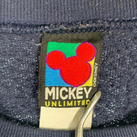 90's MICKEY UNLIMITED ミッキー アンリミテッド Disney ディズニー Mickey Mouse ミッキーマウス クルーネック スウェット ネイビー USA製 Size 1X 福生店