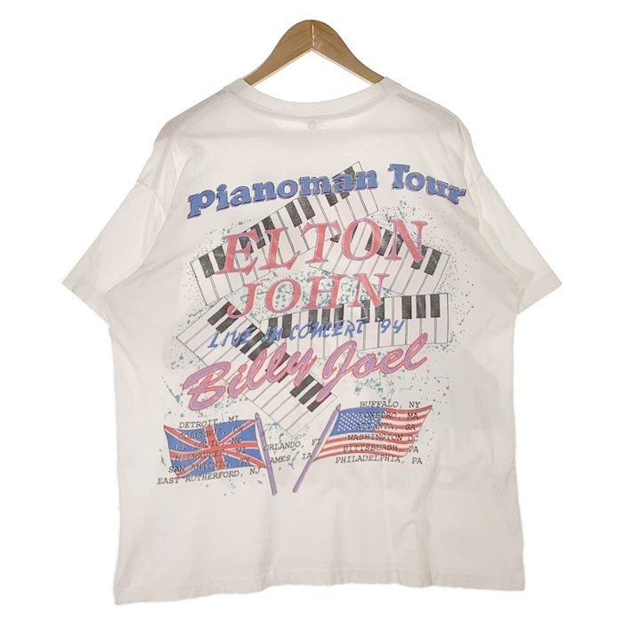 90's Billy Joel ビリージョエル Elton John エルトンジョン TOUR 1994 プリントTシャツ ホワイト SHOR HILLS TEE Size XL 福生店