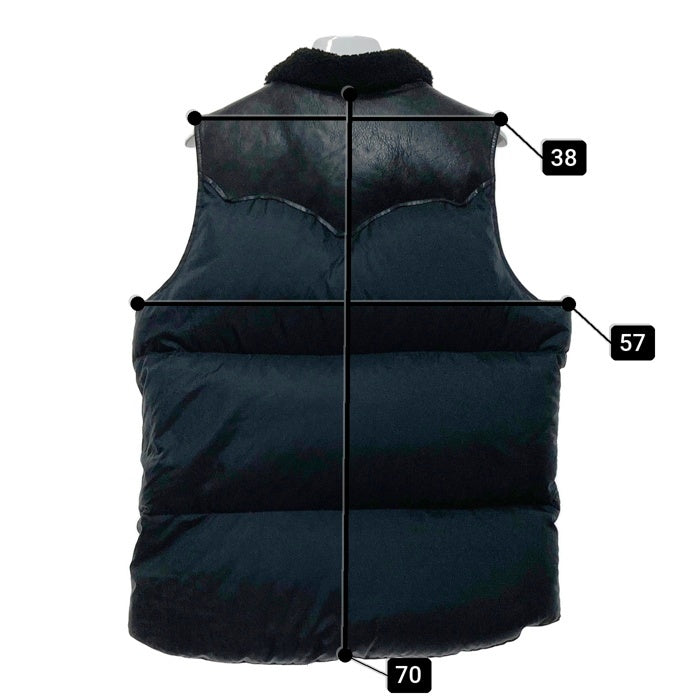 HYSTERIC GLAMOUR ヒステリックグラマー レザーヨーク ナイロン ダウンベスト 襟ボア ブラック 0294AV03 Size M 瑞穂店