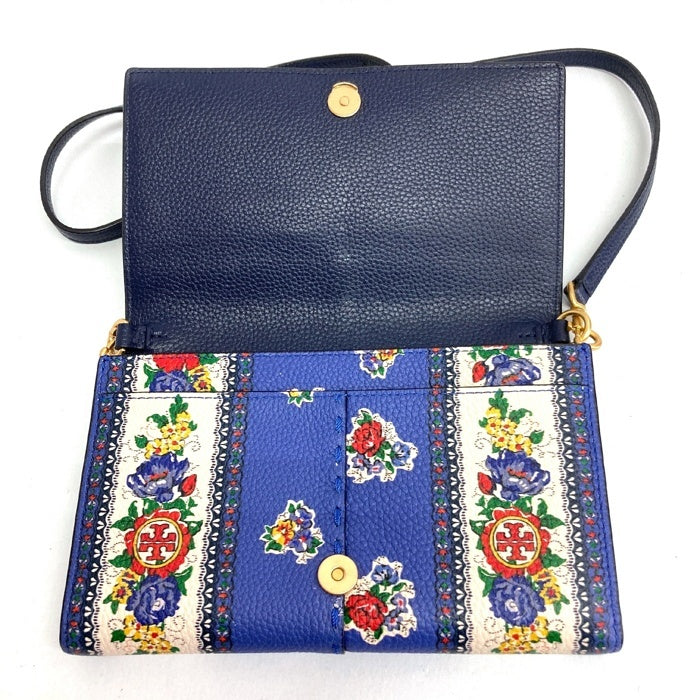 TORY BURCH トリーバーチ フローラル柄 ショルダーウォレット ブルー 瑞穂店