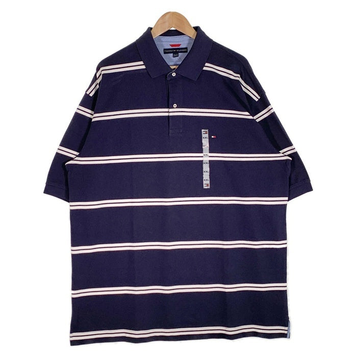 TOMMY HILFIGER トミーヒルフィガー 鹿の子 ボーダー ポロシャツ ネイビー Size XXL 福生店