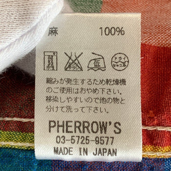Pherrow's フェローズ リネン ウエスタンシャツ チェック柄 Size XL 福生店