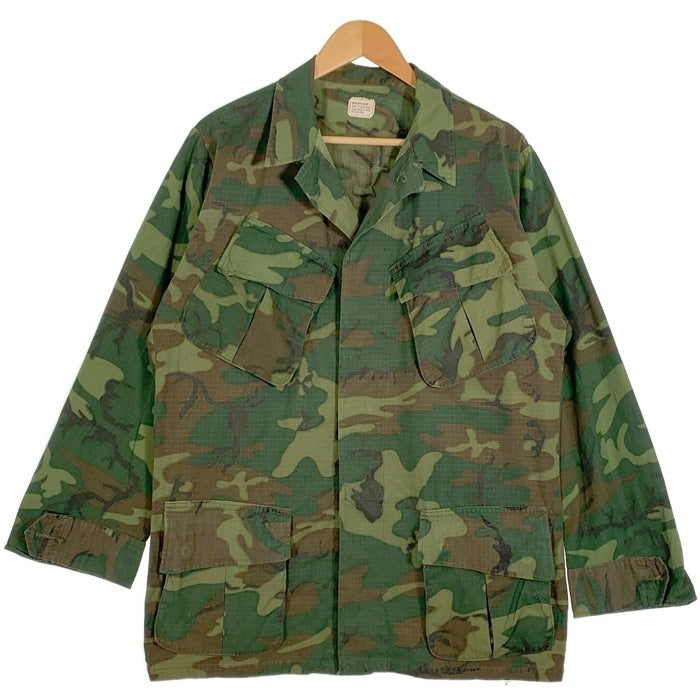 60’s U.S.ARMY 米軍 ジャングルファティーグ ミリタリージャケット カモフラージュ リップストップ 69年会計 8415-945-7656 Size M-R 福生店