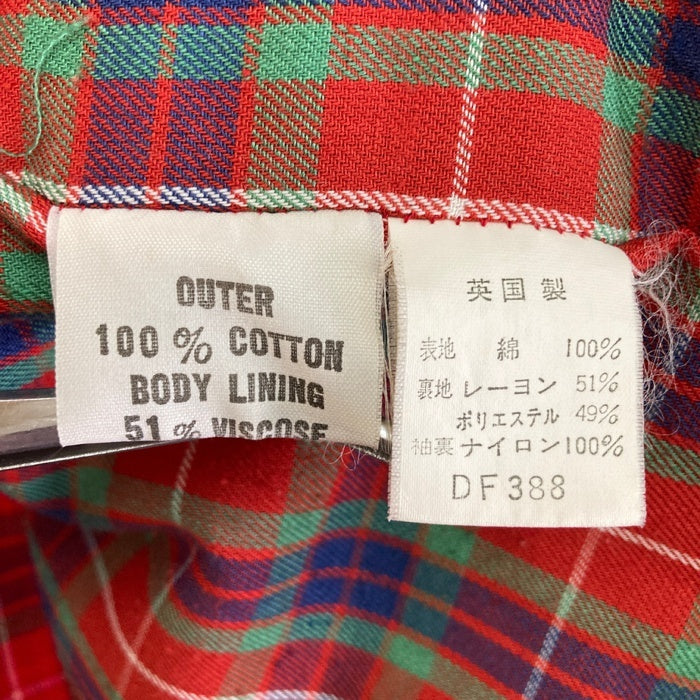 BARACUTA バラクータ G9 裏地チェック柄 スウィングトップ OPTIジップ ブルゾン レッド size42 瑞穂店