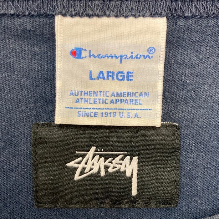 STUSSY ステューシー × champion チャンピオン 宇宙飛行士 Tシャツ ネイビー sizeL 瑞穂店