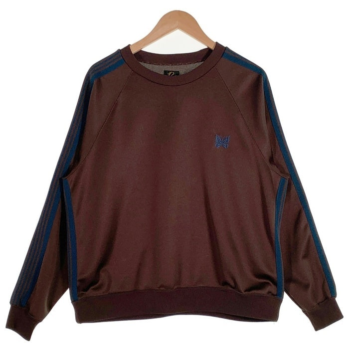 Needles ニードルズ KEBOZ別注 Track Crew Neck Shirt トラッククルーネックシャツ パピヨン刺繡 ブラウン ネイビー LQ476 Size M 福生店
