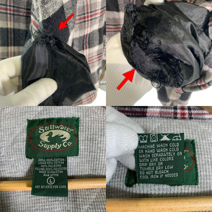 90's~ Stillwater Supply Co ジップアップ フランネルチェックシャツジャケット 中綿 グレー ブラック Size L 福生店
