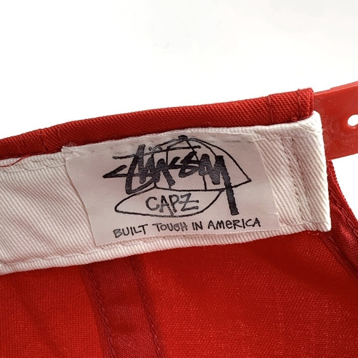 90's STUSSY ステューシー CAPZ 音符 ロゴ刺繡 6パネルキャップ レッド ブラック オールド 白タグ USA製 福生店
