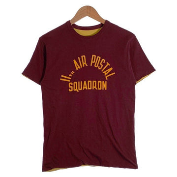 WAREHOUSE ウエアハウス 11TH AIR POSTAL SQUADRON リバーシブル Tシャツ ボルドー イエロー Size M 福生店