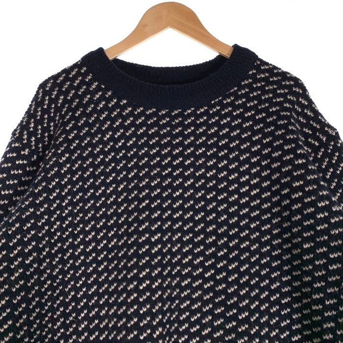 80's L.L.Bean エルエルビーン バーズアイ ウールニットセーター ネイビー ノルウェー製 5086 Size XL 福生店