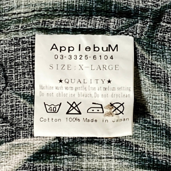 APPLEBUM アップルバム コットン リーフパターン アロハシャツ ブラック sizeXL 瑞穂店