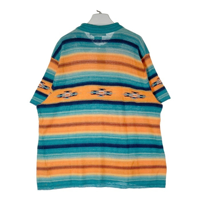POLO RALPH LAUREN ポロラルフローレン リネン シルク混 ポロシャツ ネイティブ ボーダー ターコイズ sizeXXL 瑞穂店