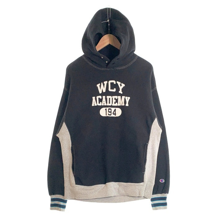 Champion チャンピオン monkey time モンキータイム REVERSE WEAVE リバースウィーブ WCY ACADEMY PULLOVER HOOD プルオーバー フーディー パーカー ブラック グレー C8-U110 Size M 福生店