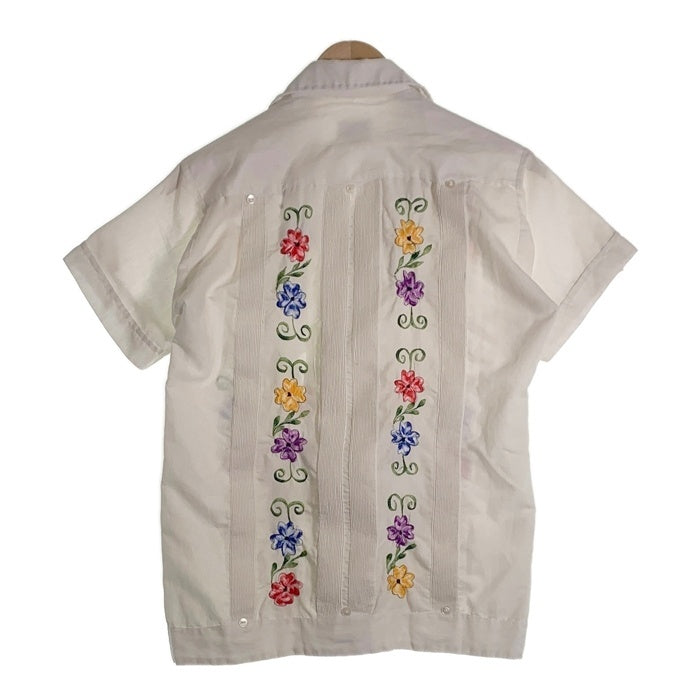 70's Chacmool チャックモール 刺繍 花柄 半袖 キューバ シャツ ホワイト メキシコ製 Size 36 福生店