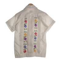 70's Chacmool チャックモール 刺繍 花柄 半袖 キューバ シャツ ホワイト メキシコ製 Size 36 福生店