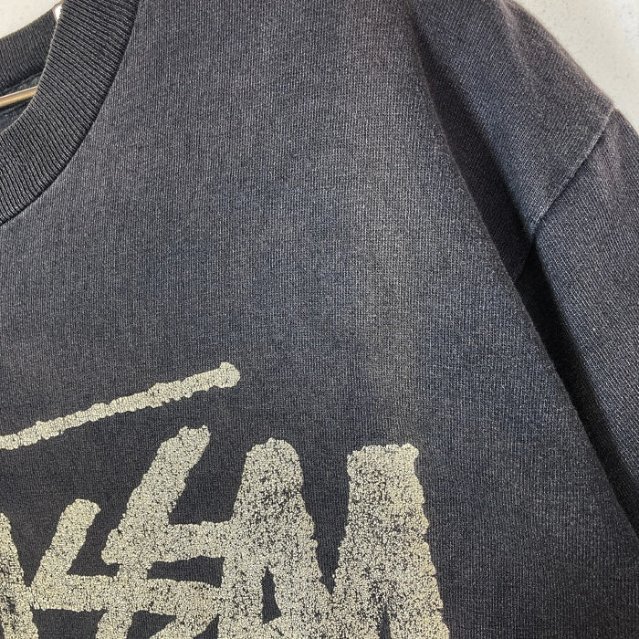 STUSSY ステューシー 80s OLD ヴィンテージ Tシャツ ワールドツアー 光沢黒タグ ネイビー size- 瑞穂店