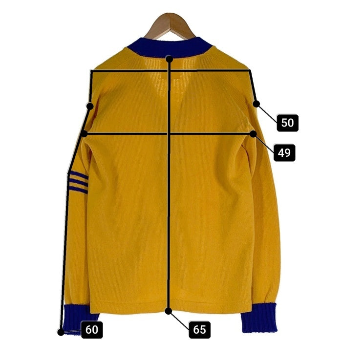 70's Champion チャンピオン アクリルニット レタードカーディガン 袖ライン イエロー ブルー USA製 Size 40 福生店