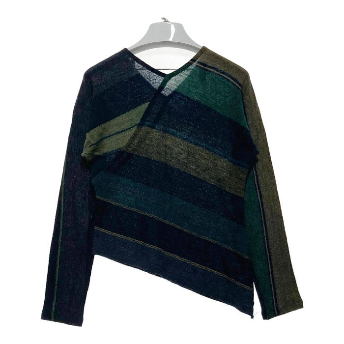 JURGEN LEHL ヨーガンレール Vネックボーダーカットソー グリーン sizeM 瑞穂店