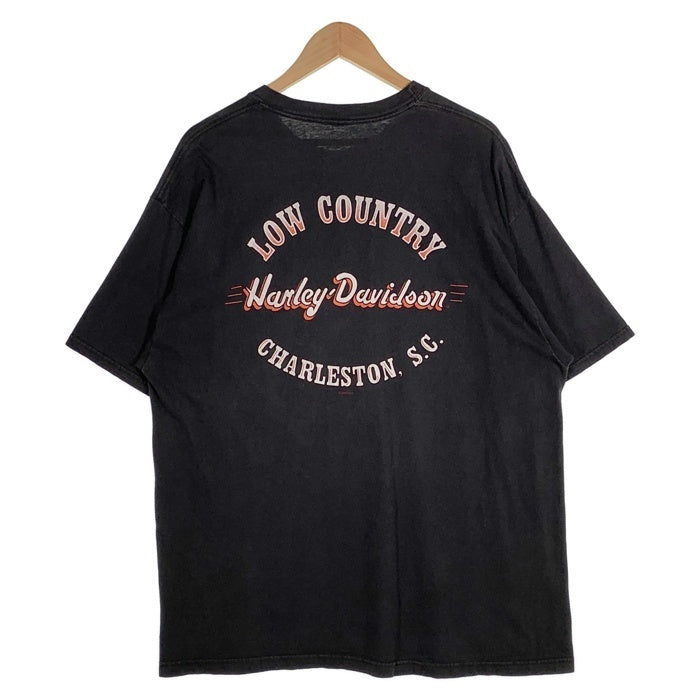 00's HARLEY-DAVIDSON ハーレーダビッドソン イーグル フレイム プリントTシャツ ブラック 2002 コピーライト Size XL 相当 福生店