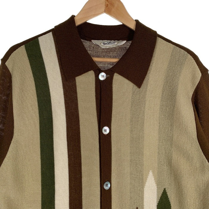 70'sDa Vinci ダヴィンチ アクリルニット 半袖シャツ ブラウン Size S 福生店