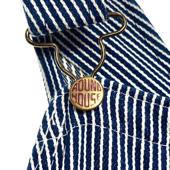 ROUND HOUSE ラウンドハウス LOT45 ヒッコリー オーバーオール インディゴ×ホワイト size32×34 瑞穂店