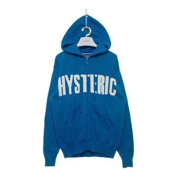 HYSTERIC GLAMOUR ヒステリックグラマー コットンニット ジップアップパーカー ロゴ ガール ブルー 02201ND02 Size S 瑞穂店