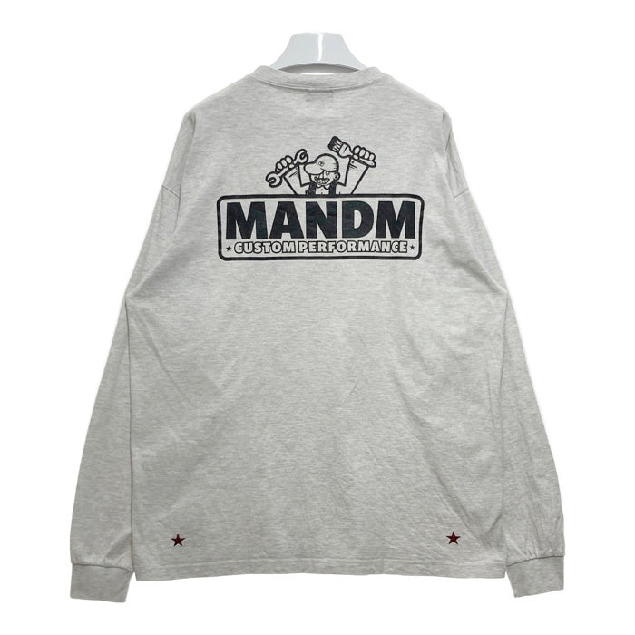 M&M エムアンドエム 刺繡 プリント ロングスリーブTシャツ アッシュグレー Size XL 瑞穂店