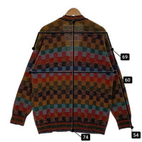 EXAMPLE BY MISSONI ミッソーニ ウール アクリル カーディガン チェック柄 マルチ Size S (実寸L相当) 福生店