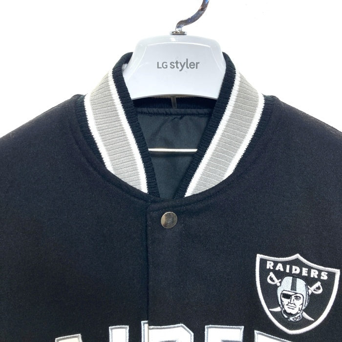 NFL LAS VEGAS RAIDERS ラスベガス・レイダース リバーシブル ウールジャケット スタジャン ブラックxグレー TEAM APPAREL Size L 瑞穂店