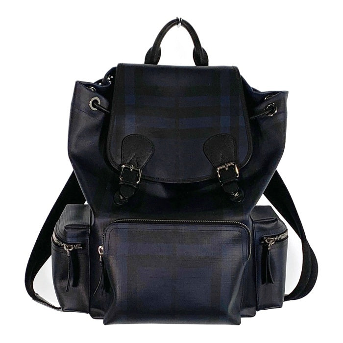 BURBERRY バーバリー PVC レザー バックパック リュック ブラックネイビーバーバリーチェック 福生店