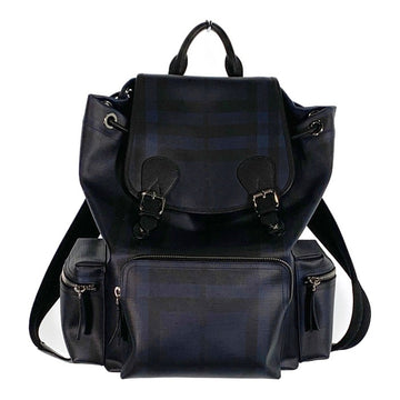 BURBERRY バーバリー PVC レザー バックパック リュック ブラックネイビーバーバリーチェック 福生店