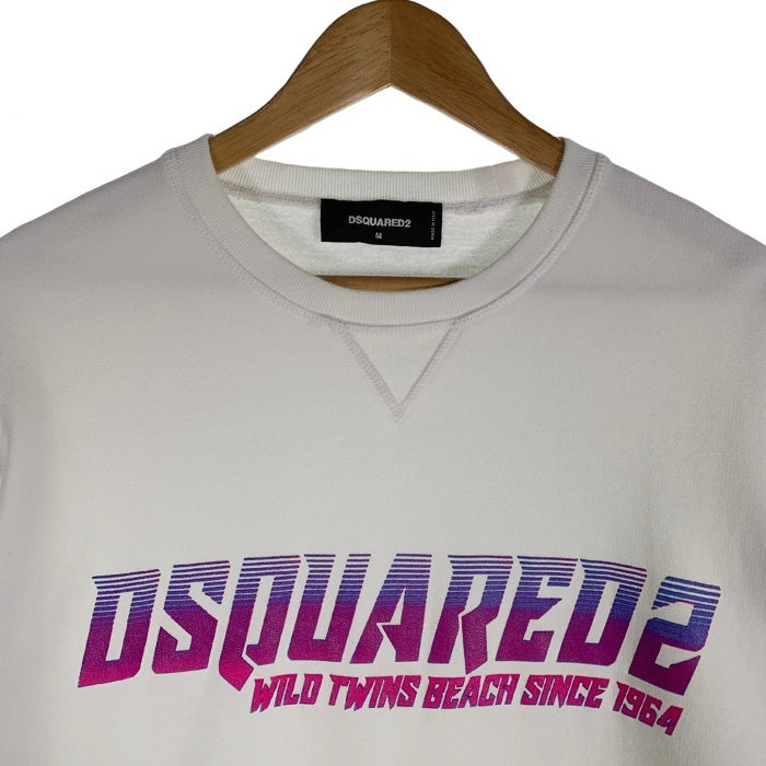 DSQUARED2 ディースクエアード グラデーションロゴ スウェットクルーネックトレーナー ホワイト S74GU0681 S25516 Size M 福生店