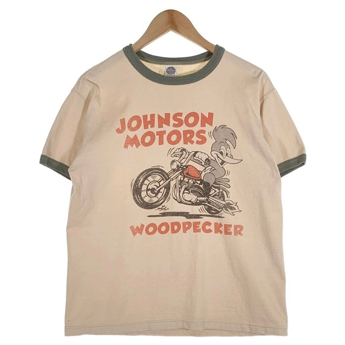 TOYS McCOY トイズマッコイ ジョンソンモータース ウッディウッドペッカー リンガーTシャツ ベージュ Size L 福生店