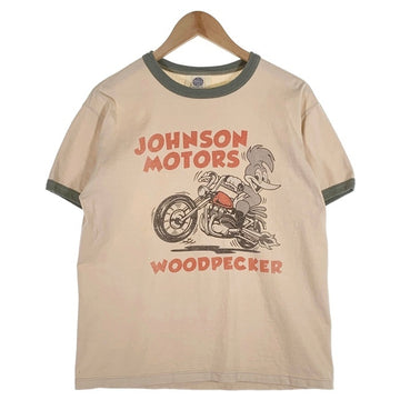 TOYS McCOY トイズマッコイ ジョンソンモータース ウッディウッドペッカー リンガーTシャツ ベージュ Size L 福生店