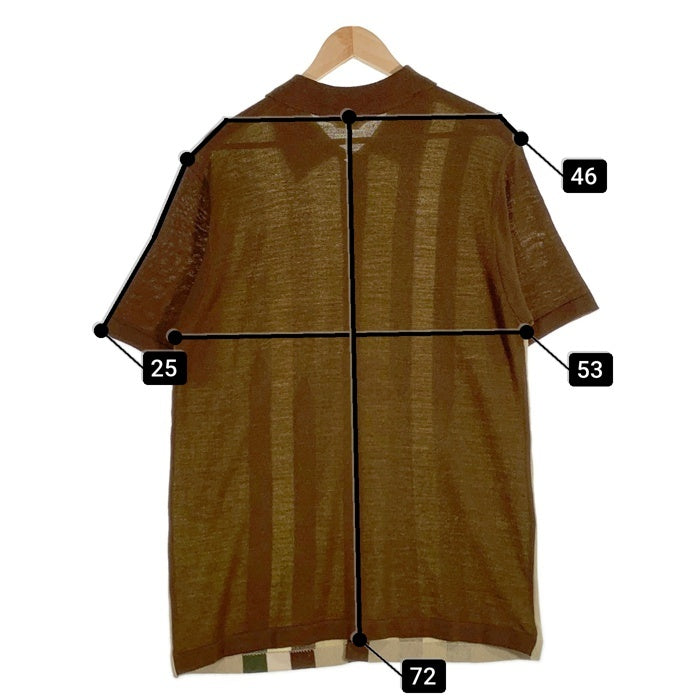 70'sDa Vinci ダヴィンチ アクリルニット 半袖シャツ ブラウン Size S 福生店