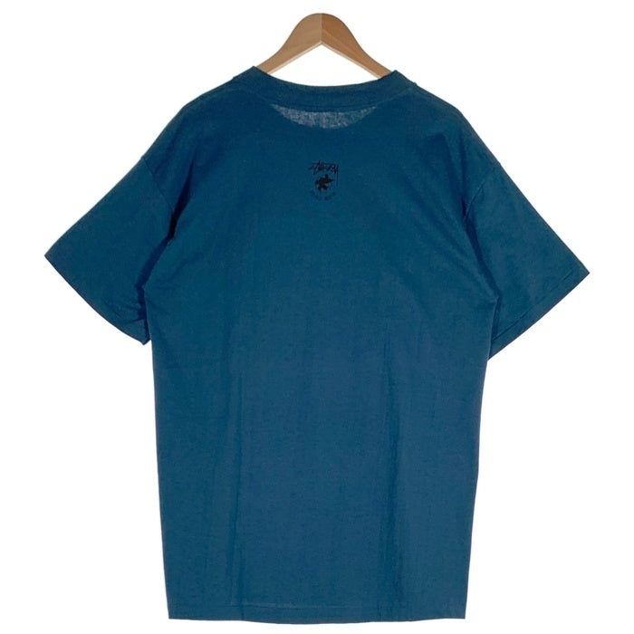 80's STUSSY ステューシー ロゴ サーフマン 半袖 Tシャツ ブルー USA製 Size XL 福生店