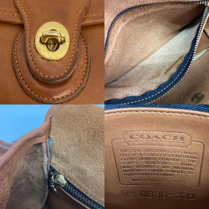 OLD COACH オールドコーチ0836-331 USA製 ショルダーバッグ ターンロック ブラウン 瑞穂店